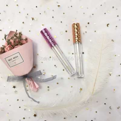 gold/purple lid cosmetic lip gloss lip paint oil tubes empty clear eyelash brush split bottle lipstick lip balm bottles