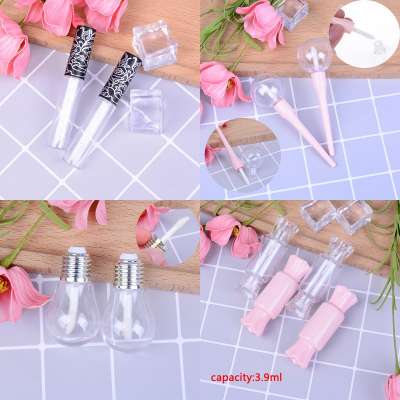 pink lollipop bulb candy design empty lip gloss tube lips balm bottle brush container mini refillable bottle lipgloss tube